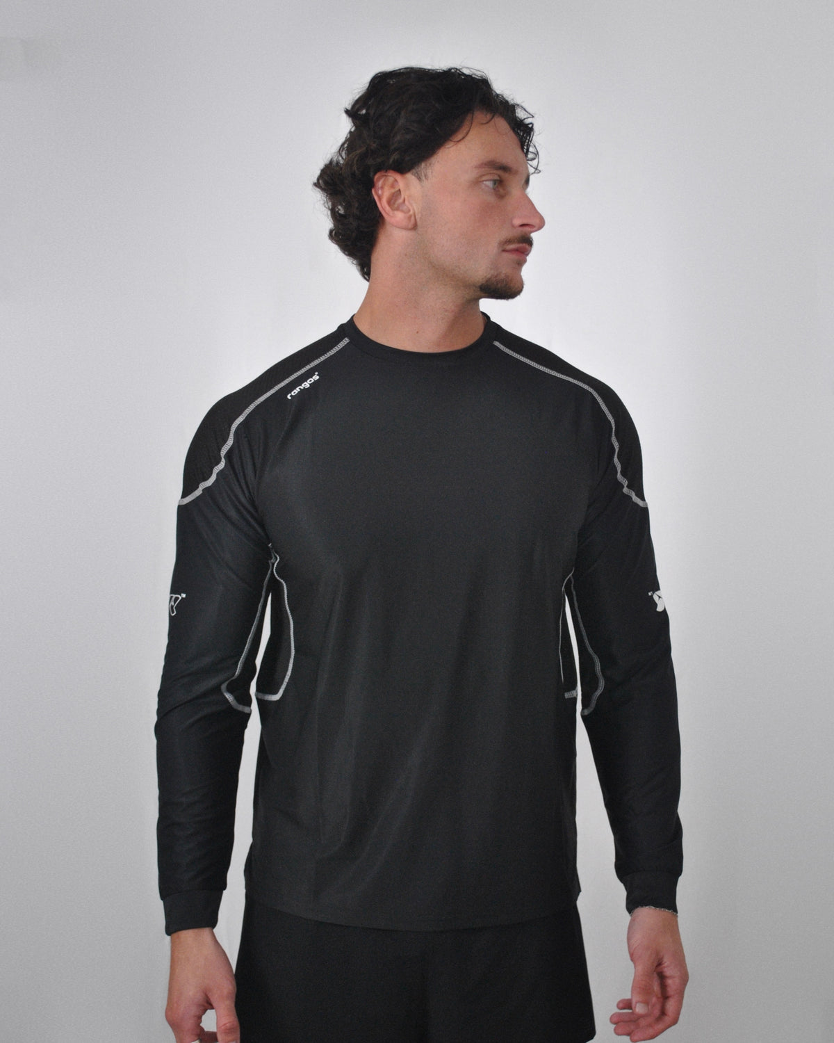 LONG SLEEVE MESH TEE - BLACK