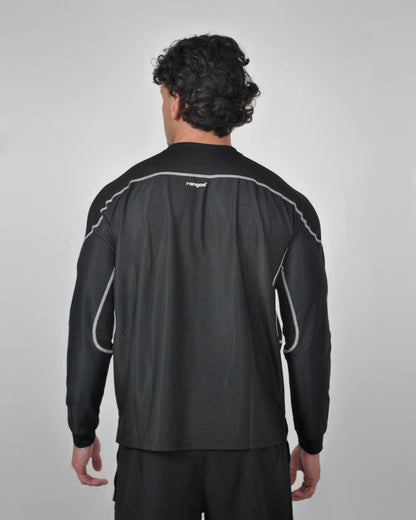 LONG SLEEVE MESH TEE - BLACK