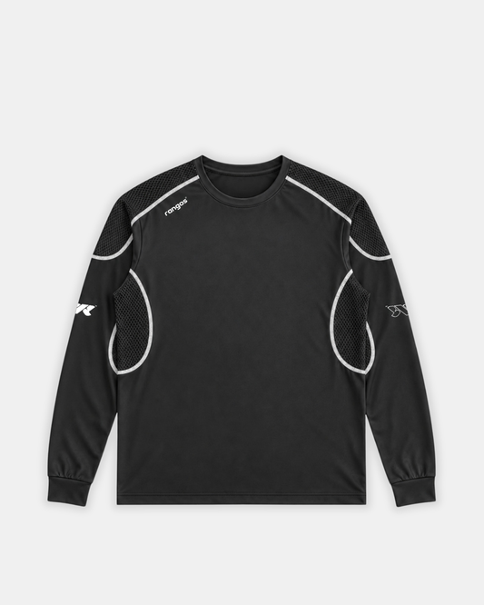 LONG SLEEVE MESH TEE - BLACK