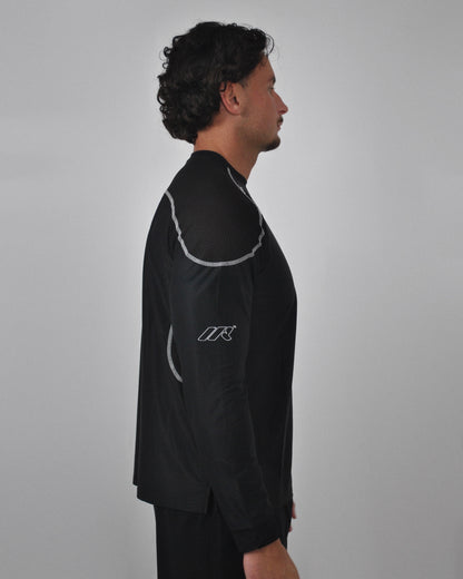 LONG SLEEVE MESH TEE - BLACK